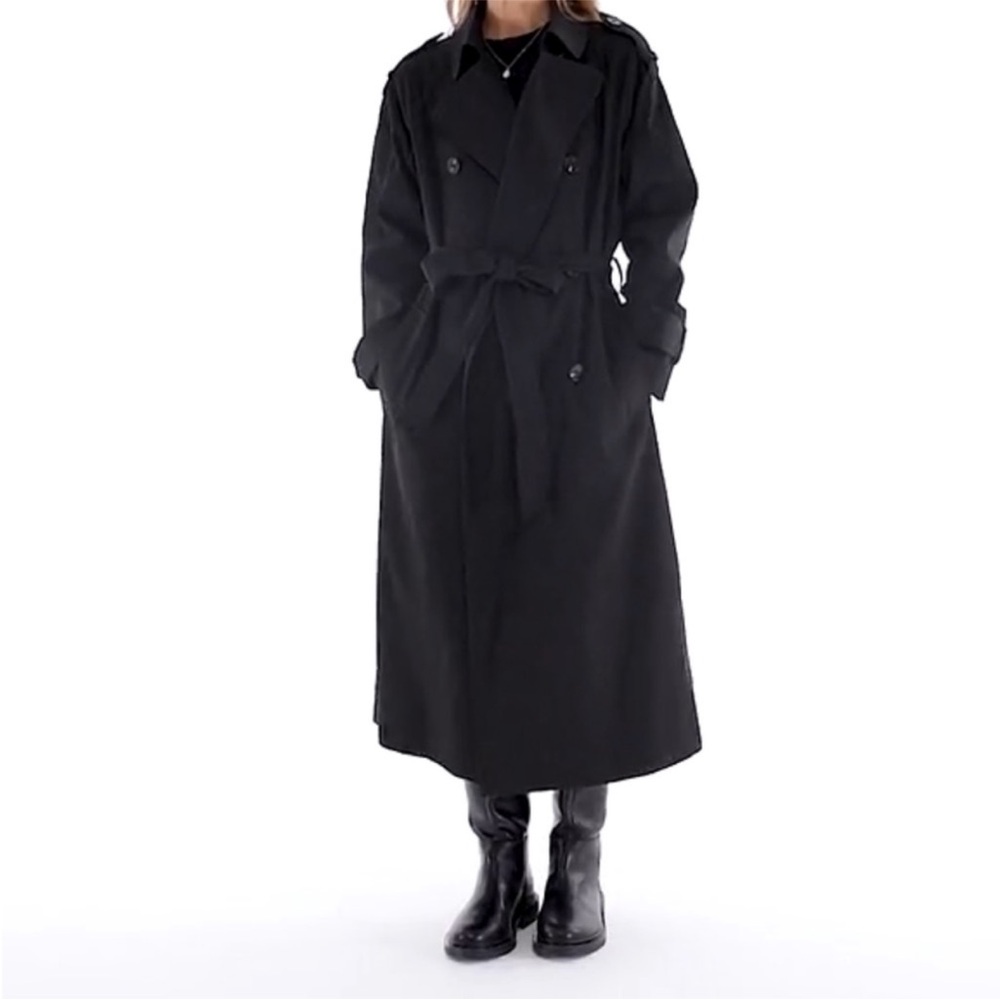 ASOS Black Trench Coat 100% Cotton Shell